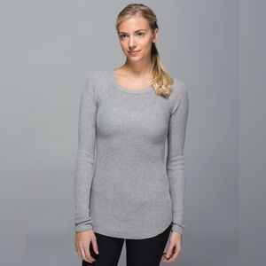 Lululemon Cabin Yogi Long Sleeve | Heathered Medium Grey / Heathered Light Grey